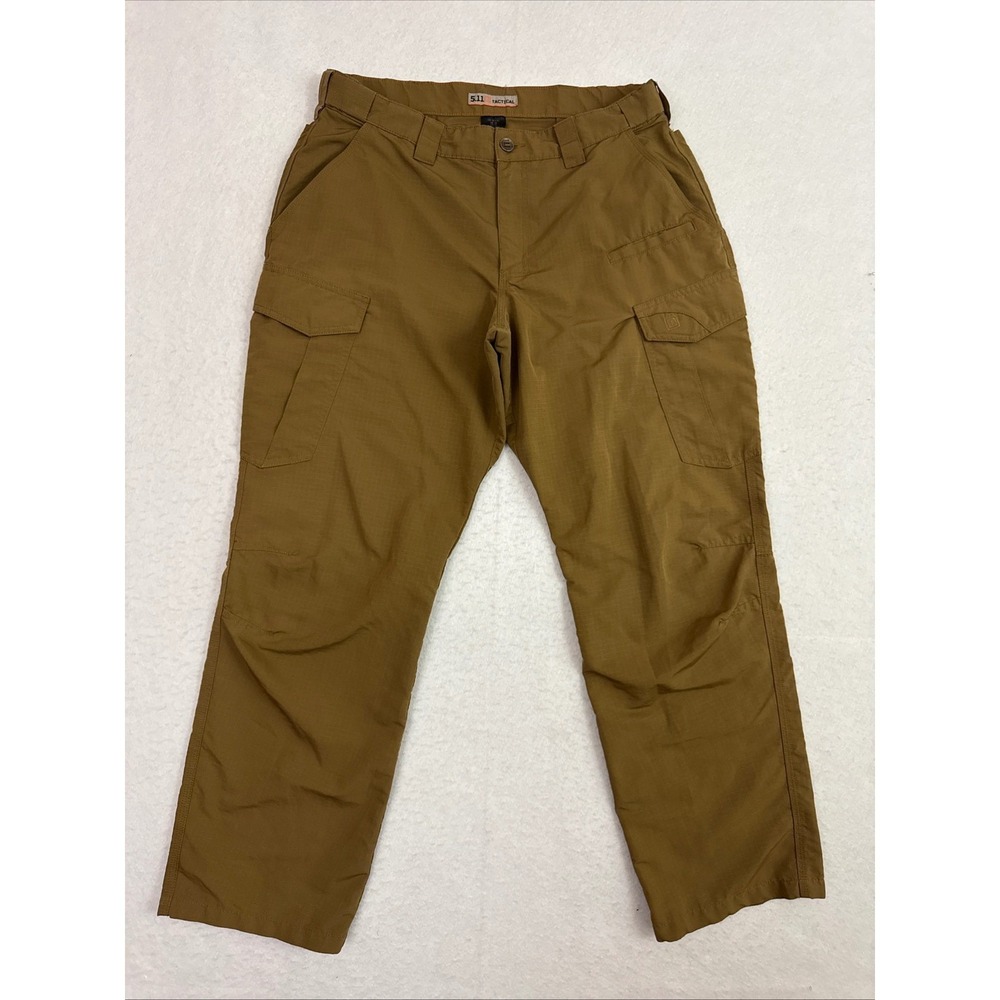 5.11 Tactical Pants Mens 36x32 Brown Cargo Fast-Tac Ripstop Workwear 74439-116